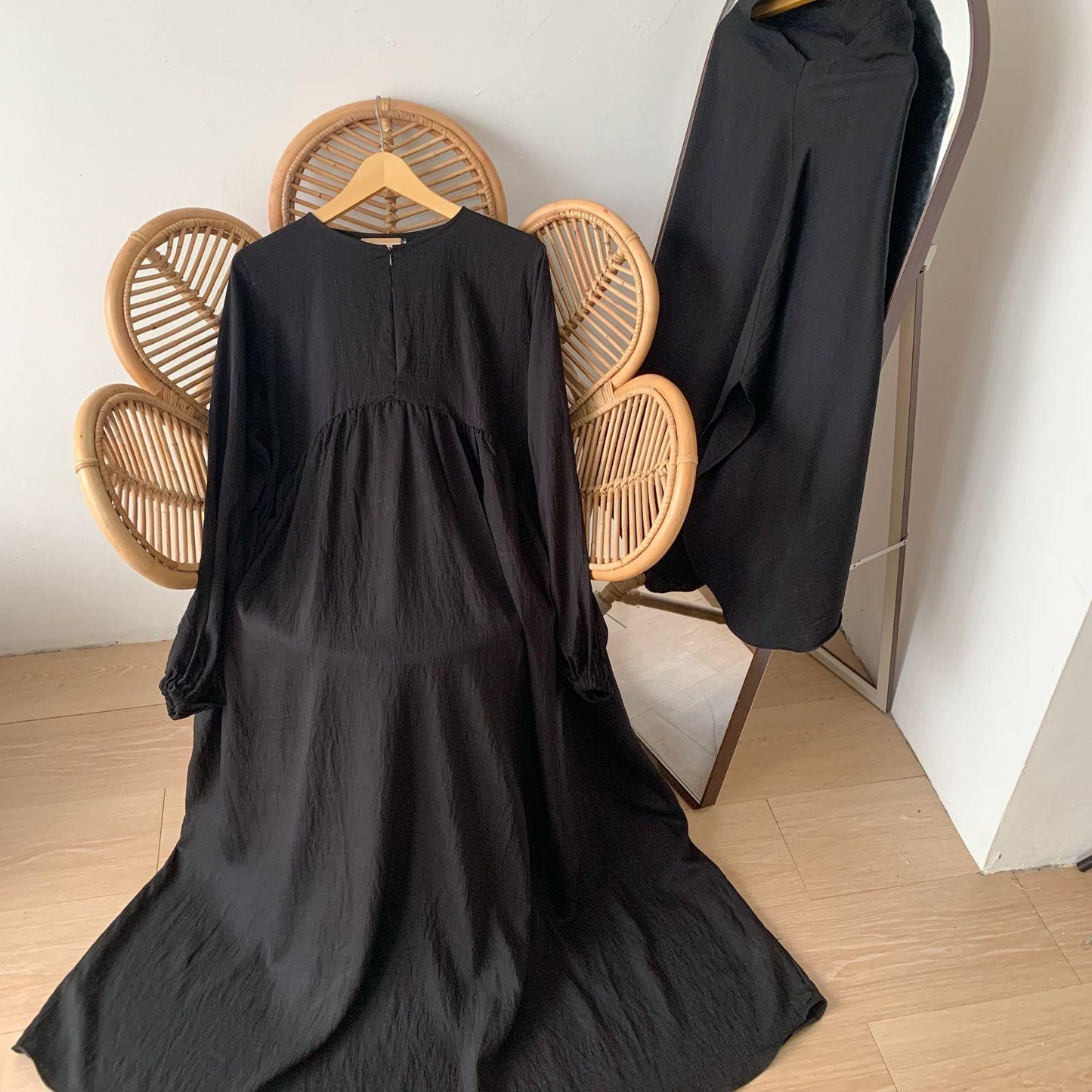 Aimee Set Hijab Dress Lebaran Gamis Umroh Linen Polo✨  - Raya Collection