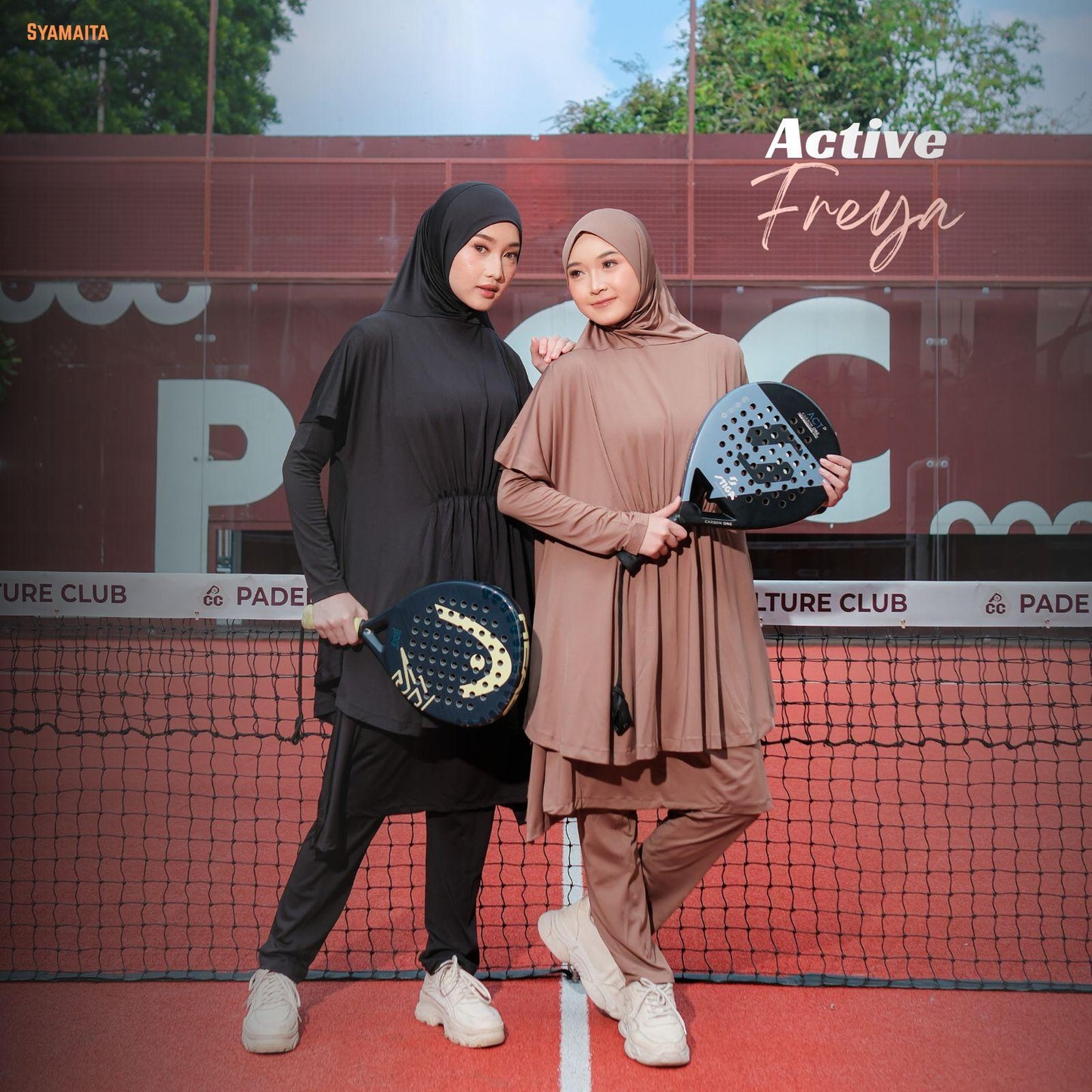 Freya Set Pakaian Olahraga Wanita Padel Tenis Pilates Zumba Senam Syamaita Original