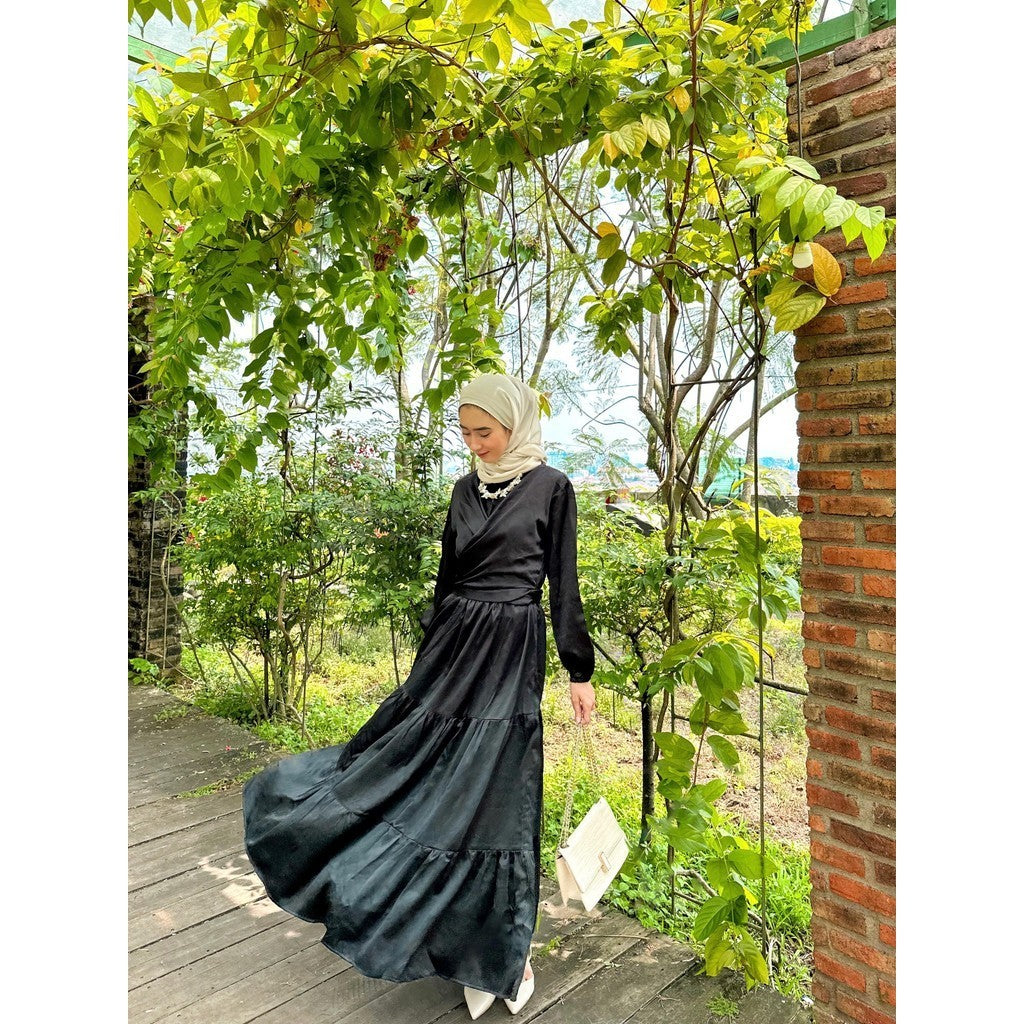Binar Dress Flowy Susun Ruffle Tumpuk Lebaran Viral