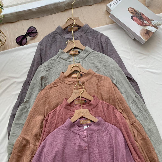 Syamaita Original Azwa Ruffle Tumpuk Crinkle Linen Crespo Premium Wanita Busui Panjang Cantik Formal