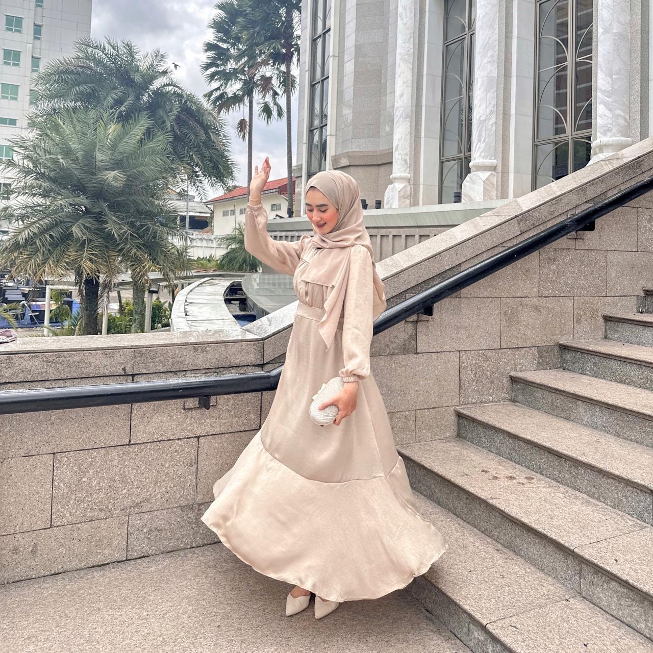 Syamaita Original Tara Dress Busui dan Wudhu Friendly Material Santorini AirFlow Muslim Wanita