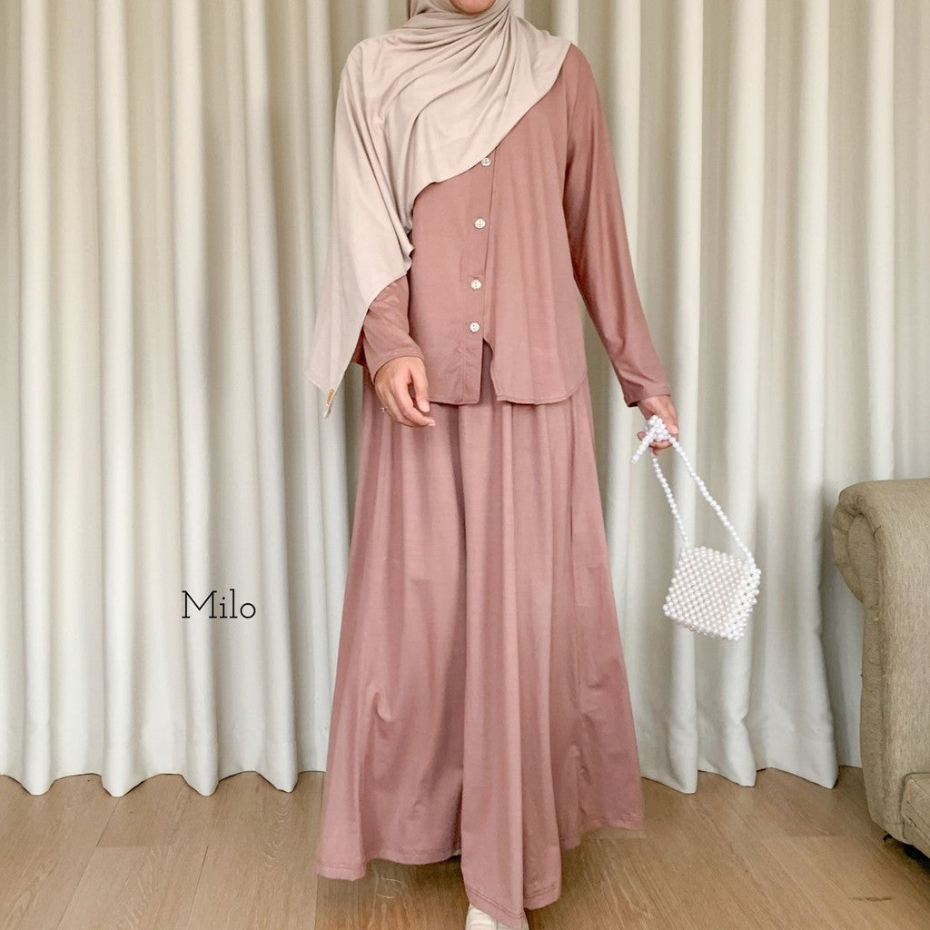 Hagia One Set Rok Kaos Rayon Spandek Busui Friendly