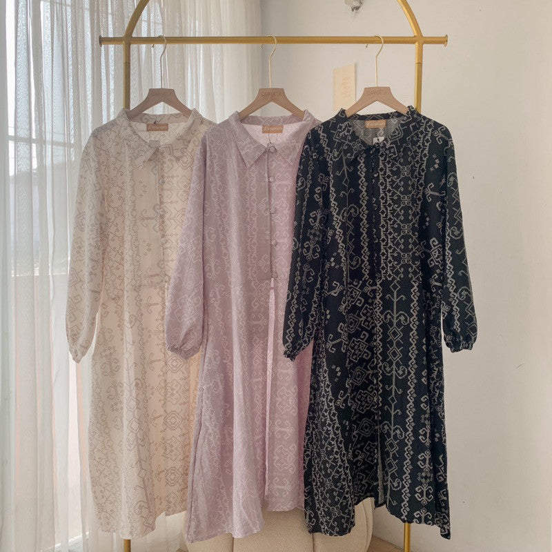 Syamaita - Tamara Outer Tunik Motif Batik Modern Kancing Busui dan Wudhu Friendly Material Foam Emboss Premium Muslim