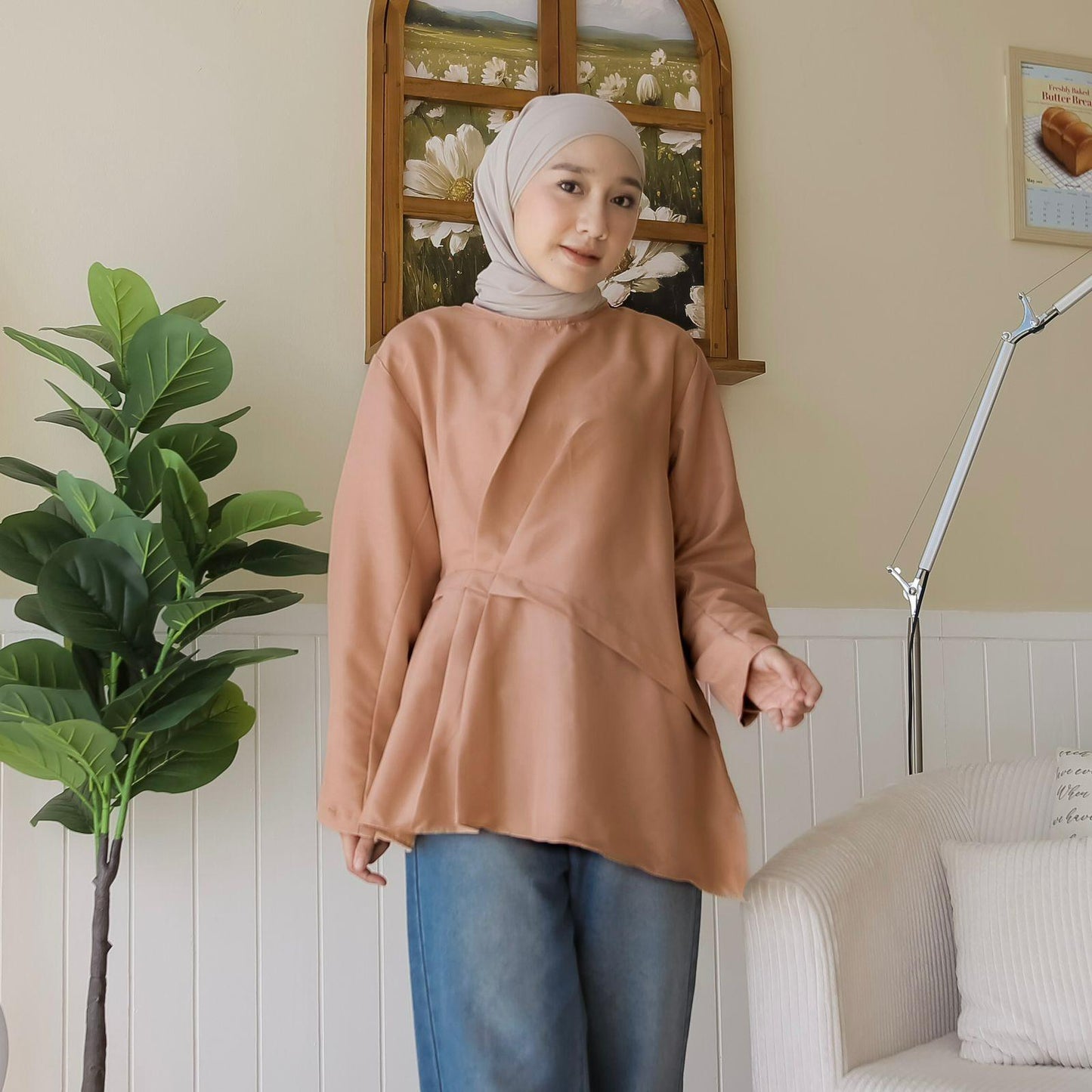 Nina Blouse Wudhu Friendly Madam Crepe Premium Sedikit Variasi Rampel Depan Terviral Baju Muslim Wanita Atasan