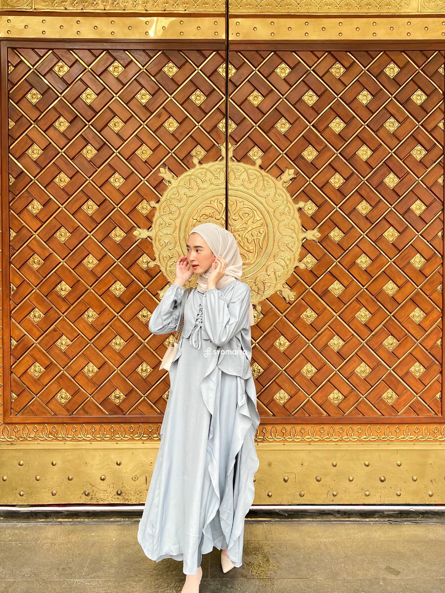 Syamaita Original Ariana Dress Korean Look Outer Busui Dan Wudhu Friendly Material Shakila Twill Premium Terbest Seller Gamis Wanita