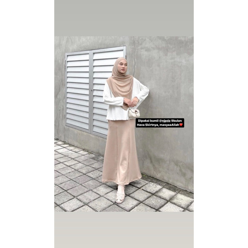 Hava Skirt Slim A Rok Kerja Straight Line Hip Rok Span Formal // Putih TIDAK MENERAWANG HIGHWAIST