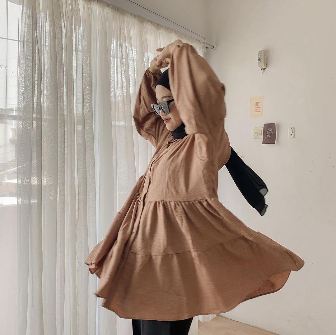 Syamaita Original Azwa Ruffle Tumpuk Crinkle Linen Crespo Premium Wanita Busui Panjang Cantik Formal
