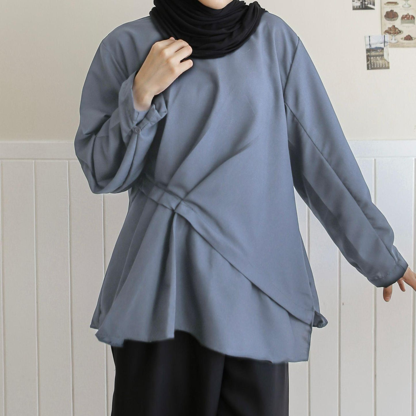 Nina Blouse Wudhu Friendly Madam Crepe Premium Sedikit Variasi Rampel Depan Terviral Baju Muslim Wanita Atasan